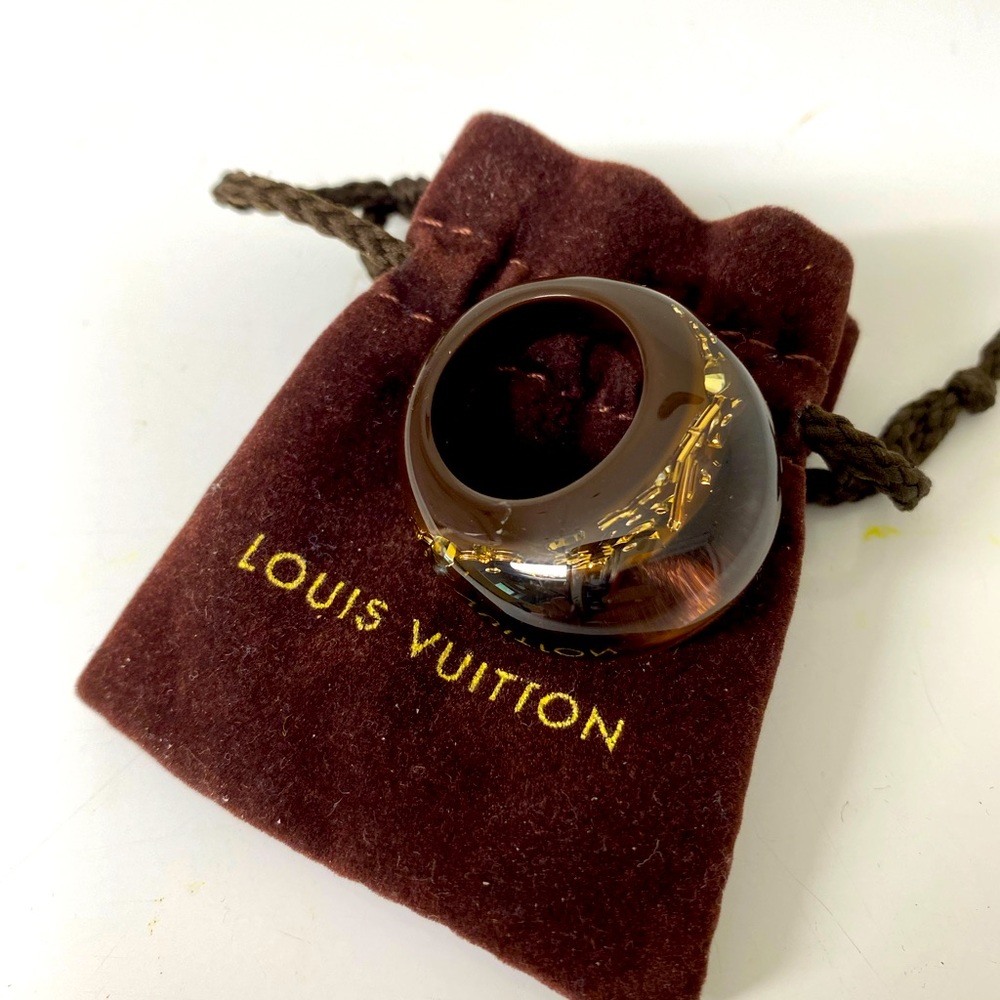 Louis Vuitton resin Swarovski crystal inclusion ring.